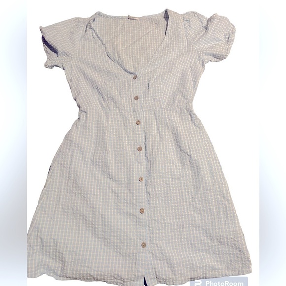 Cotton On Dresses & Skirts - XS cotton gingham blue and white dress button up vintage retro rockabilly